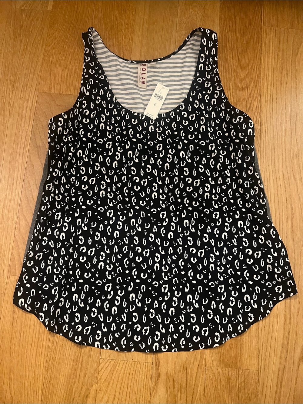 Anthropologie Dolan Black and White Leopard-Print Tank